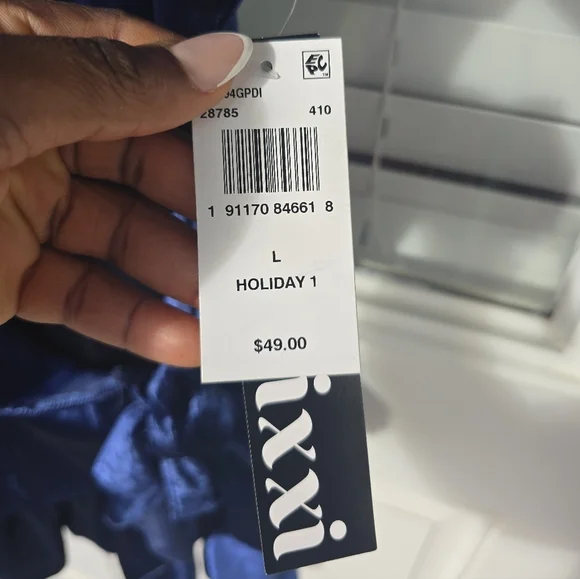 Trixxi Juniors' Puff-Sleeve Faux-Wrap Velvet Dress Sz L Women Blue Holiday - Picture 6 of 15